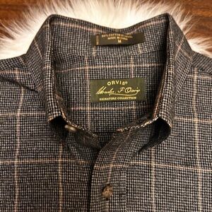 ORVIS Signature Collection Cotton Wool Blend Shirt Houndstooth Pattern